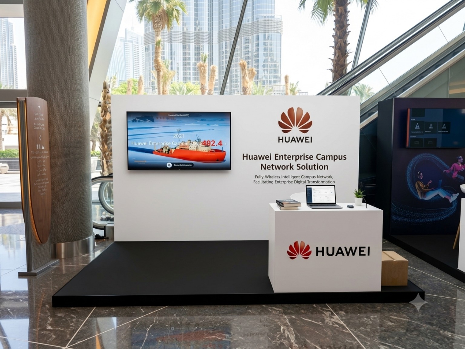 Huawei exhibition display with screen